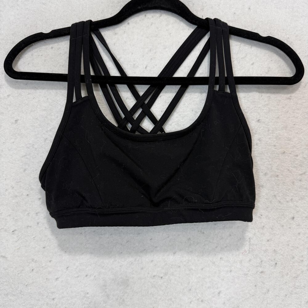 Athleta Sports Bra Womens XS Black Strappy Crossback Lined Yoga Athletic Top